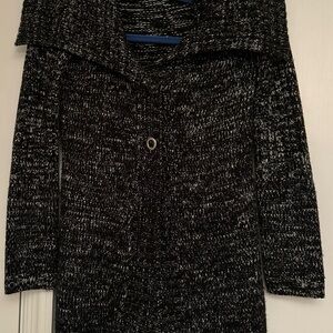 White House Black Market Off-the-Shoulder Sweater in Black and White